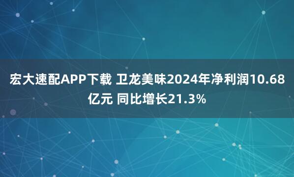 宏大速配APP下载 卫龙美味2024年净利润10.68亿元 同比增长21.3%