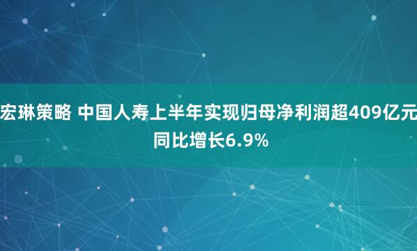 宏琳策略 中国人寿上半年实现归母净利润超409亿元 同比增长6.9%